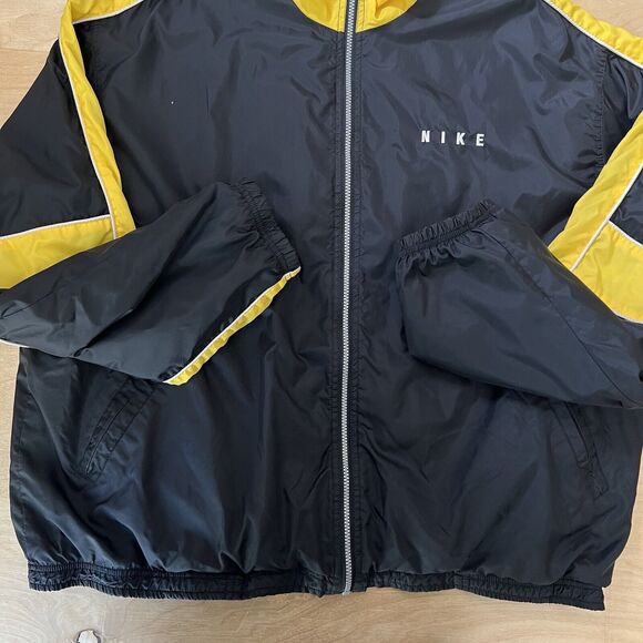 Vintage Nike Jacket 2XL Black Yellow 90s Windbreaker Sportswear New York Oregon - Picture 4 of 8